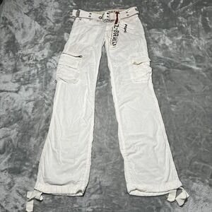 Z Brand Pants Women Size 23x32 White Cargo Pants W/ Belt Y2K New With Tags